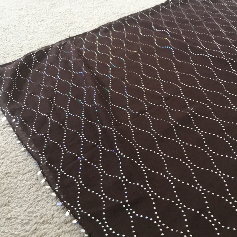 Brown and Silver Sheer Scarf EUC